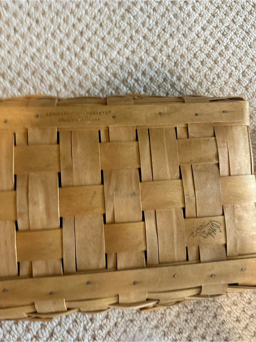 Longaberger Set of Two Woven Rectangular Baskets in Light and Medium Brown